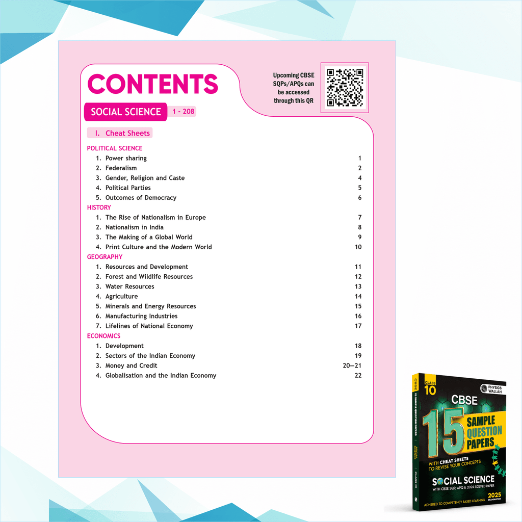 CBSE 15 Sample Question Papers Class 10 Social Science for 2025 Exam | Competency-Based Learning | PYQ 2024 with Topper's Explanations, CBSE SQP & CBSE Practice Questions