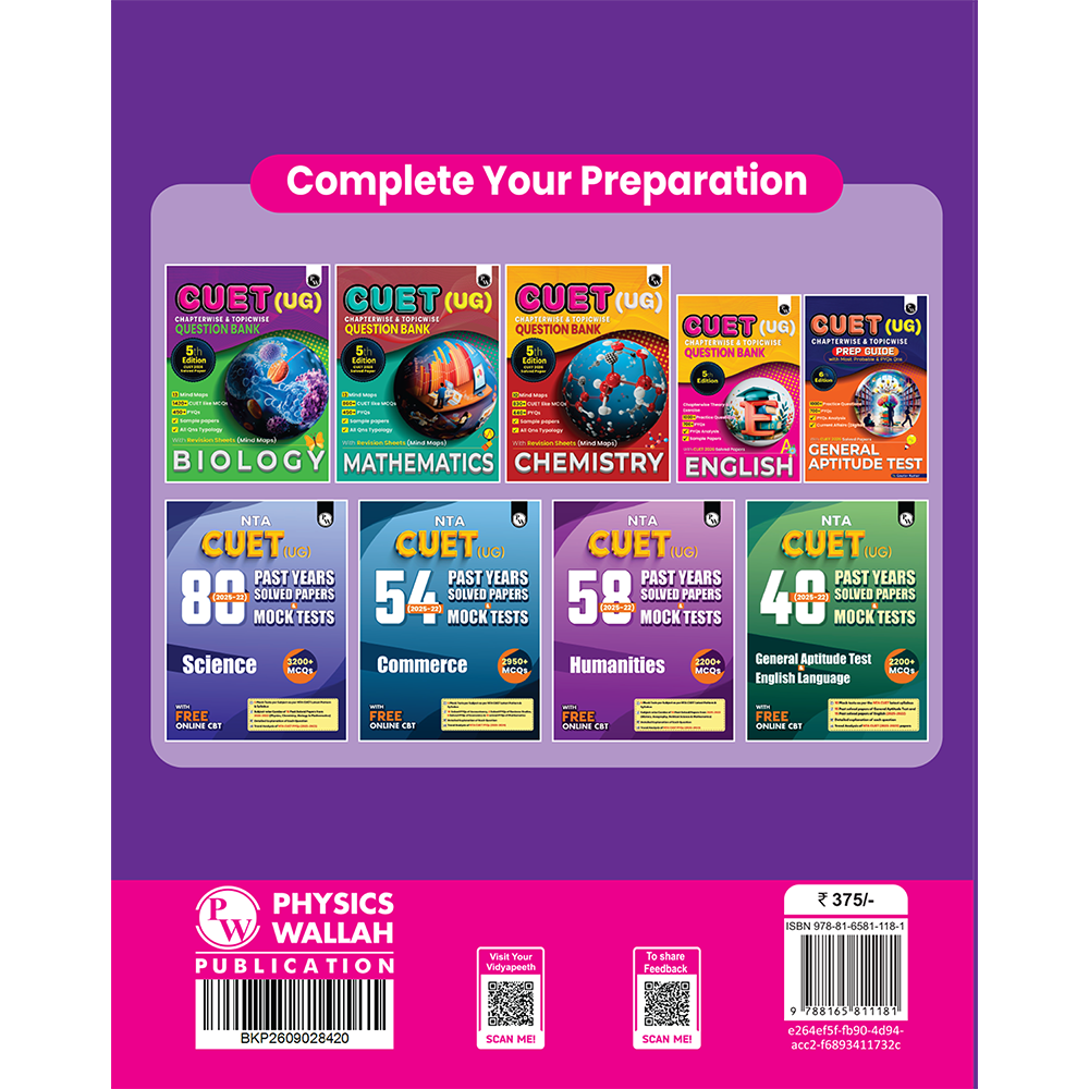 PW CUET UG Physics Book 2027 Chapterwise & Topicwise Question Bank | Chapterwise Theory & Mind Maps | Previous Year Solved Papers & Sample Papers