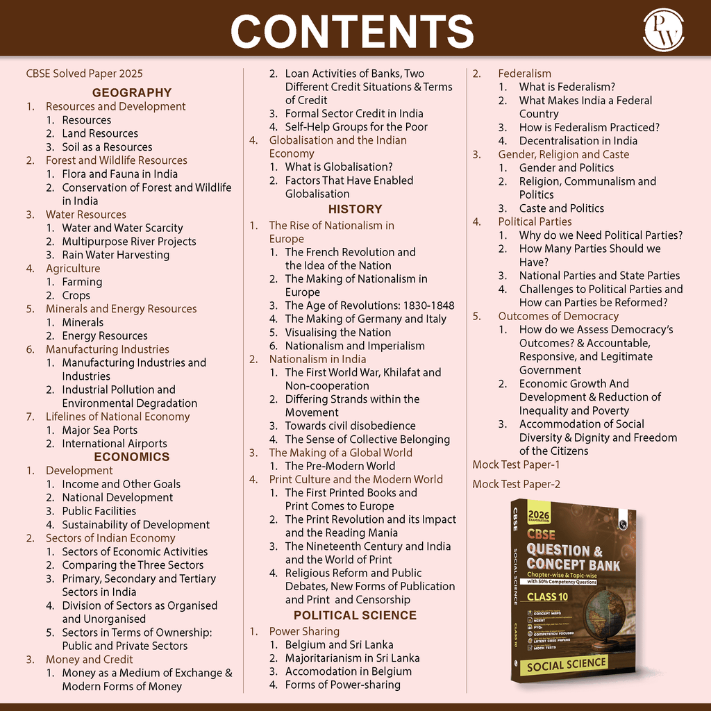 CBSE Question & Concept Bank (QCB) Class 10 Social Science Chapter-wise and Topic-wise Solved Questions For 2026 Exams with 50% Competency Based Question