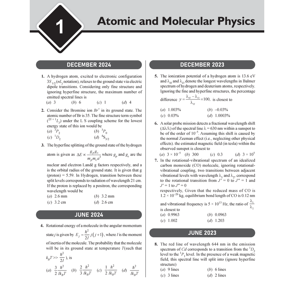 CSIR - NET Recap Physical Sciences Chapterwise & Yearwise Previous Years Solved Papers (2025-2015) PYQ Latest December 2024 Paper Covered l TIFR, JEST, GATE and IIT JAM
