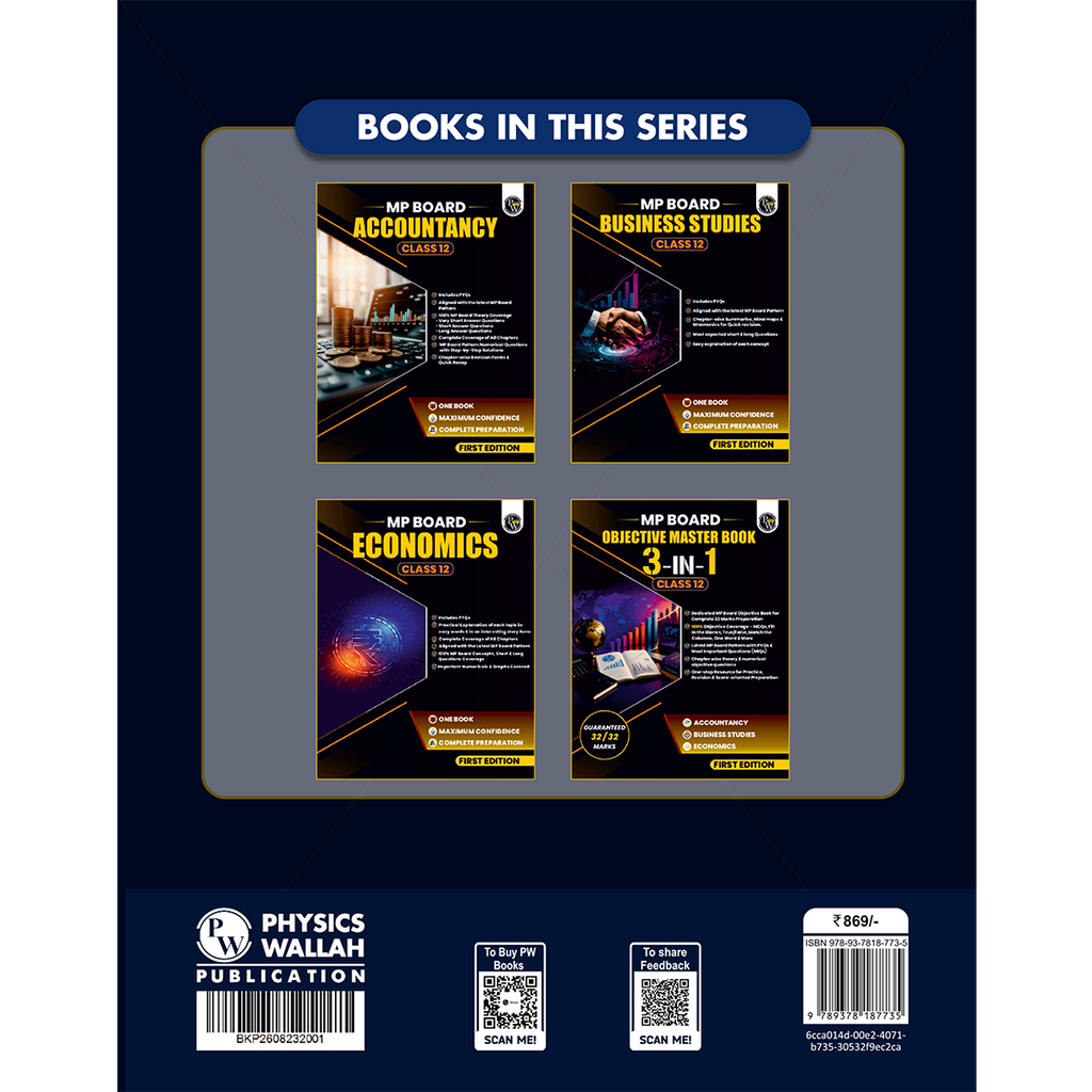 PW MP Board Economics Book For Class 12 | Includes PYQs, Complete Syllabus Coverage Aligned with Latest Pattern & Quick Revision Notes