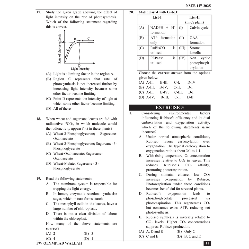 Olympiad Wallah NSEB Class 11 Advanced Biology (Part 2) For Biology Olympiad 2025 | Practice Questions, PYQ, Detailed Solutions | Ideal For INBO & IBO