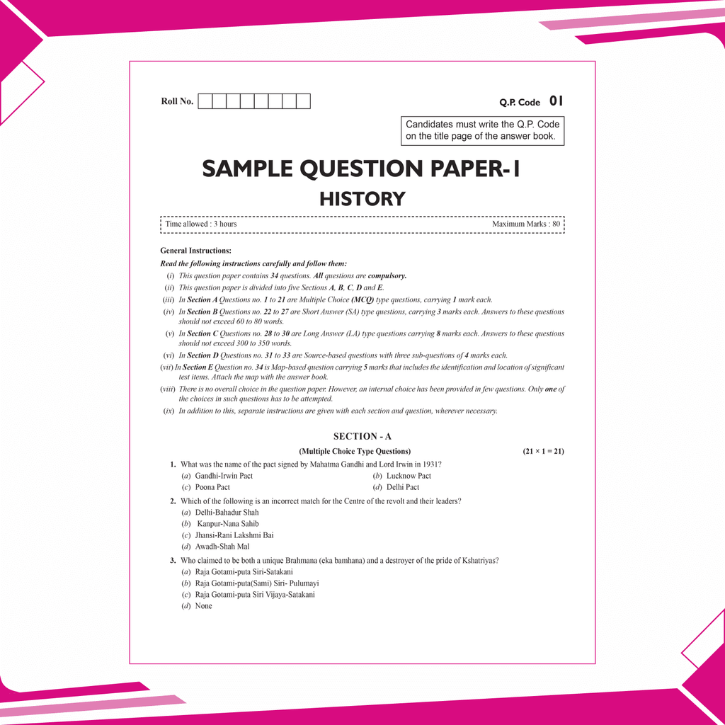 CBSE 11 Sample Question Papers Class 12 History for 2025 Exam | Competency-Based Learning | PYQ 2024 with Topper's Explanations, CBSE SQP & CBSE Practice Questions