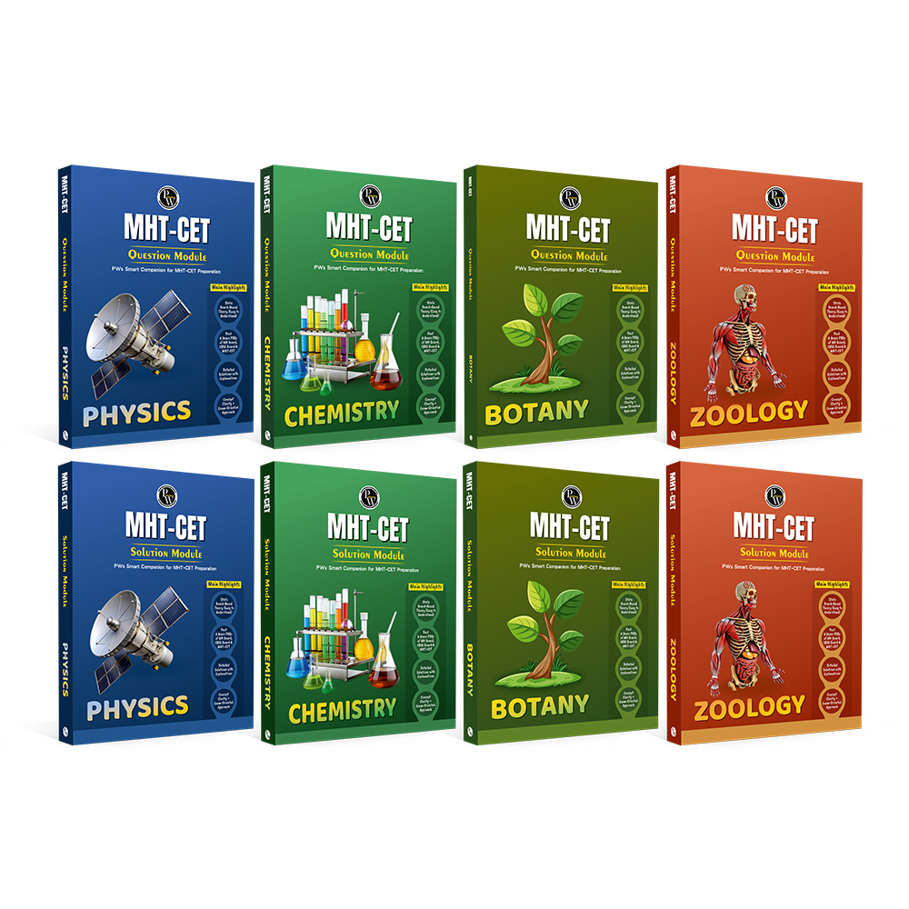 PW Maharashtra Board MHT-CET Physics, Chemistry, Botany & Zoology Question Bank & Solution Booklet Set of 8 Books | Theory plus PYQs of MHCET, CBSE & MH Boards | Detailed Solution Explanations