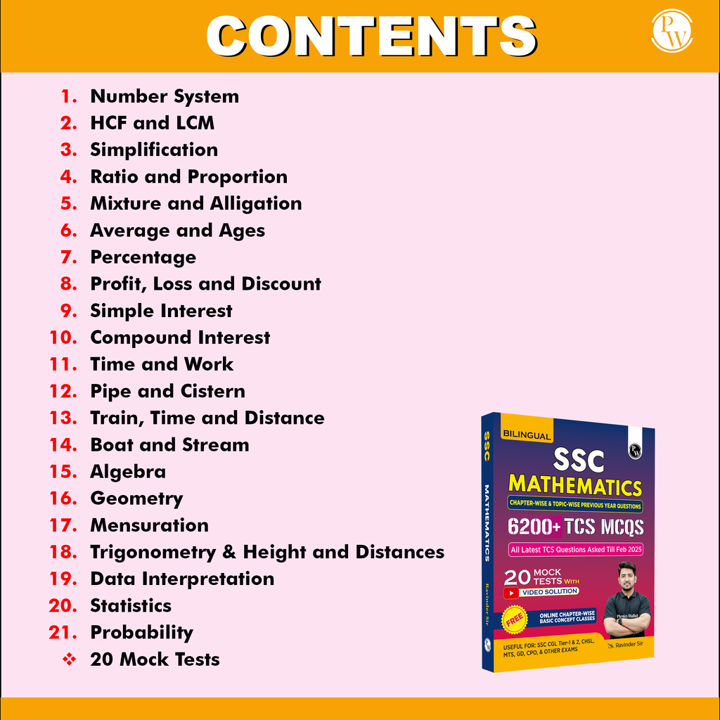 SSC Mathematics Bilingual 6200+ Chapterwise & Topicwise TCS PYQs with Online Classes By Ravinder Sir | 20 Mock Tests with Video Solutions l SSC CGL, CHSL, GD Constable, MTS For 2025-26 Exams