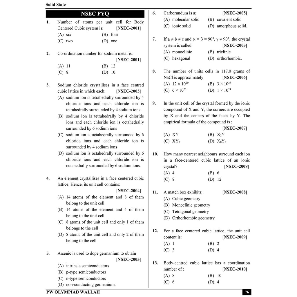 Olympiad Wallah NSEC Class 12 Advanced  Chemistry (Part 2) For 2026 | For NSEC, INChO & IChO Exam | Expert Crafted Content | PYQ, Practice Questions, Detailed Solutions