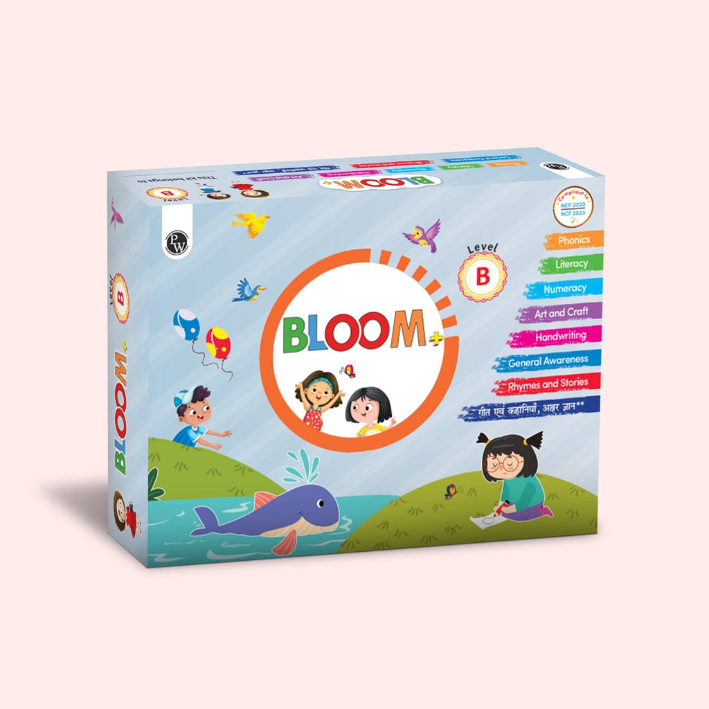 Bloom Series For LKG (Level B) Set of 9 Books | Phonics, Literacy, Numeracy, Art & Craft, Handwriting, General Awareness, English Rhymes & Stories