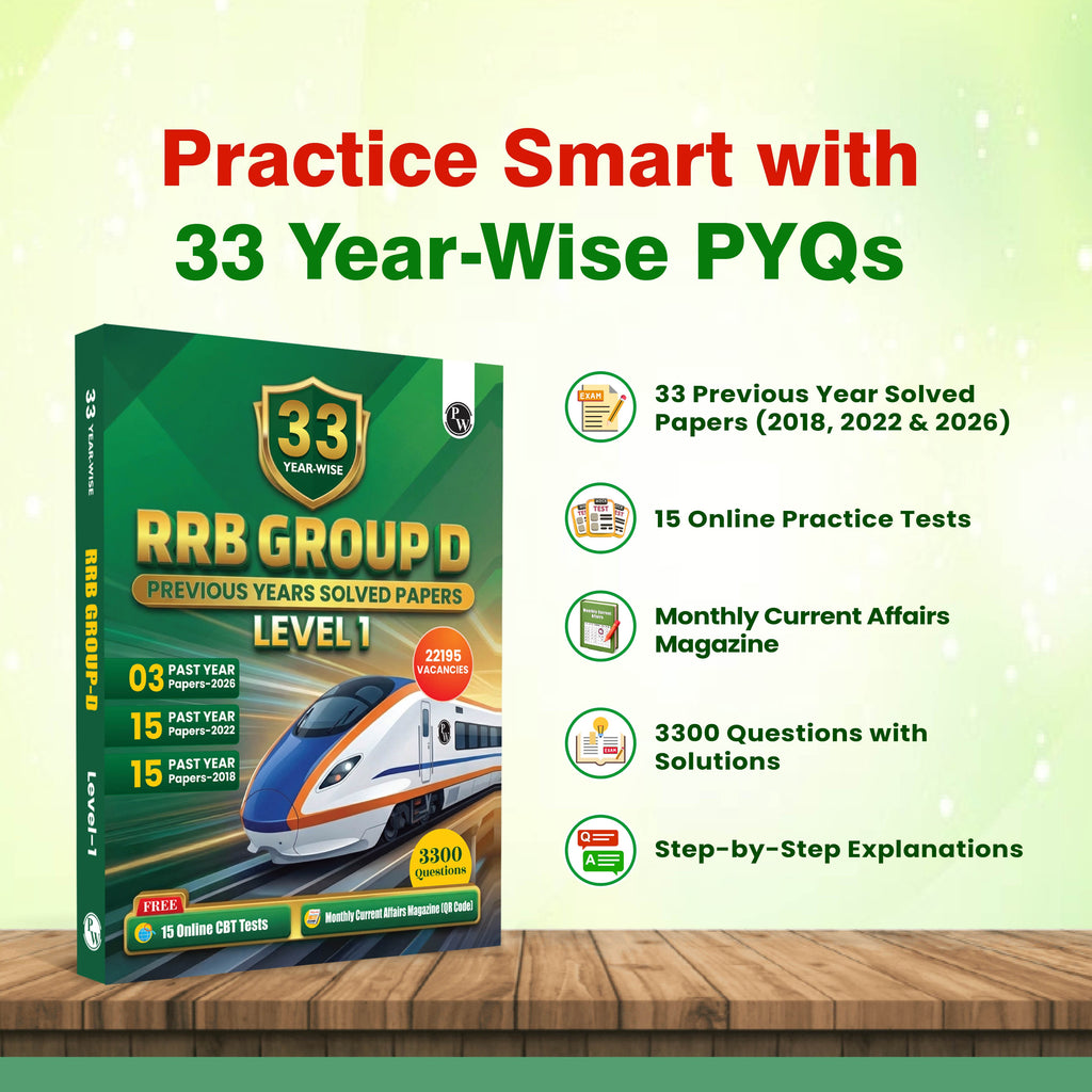 33 RRB Group D Level 1 Previous Years Solved Papers (2026-2022, 2018) with 15 Online CBT Tests For Exam 2026-2027 | 3300 PYQs | Fully Solved | English Edition