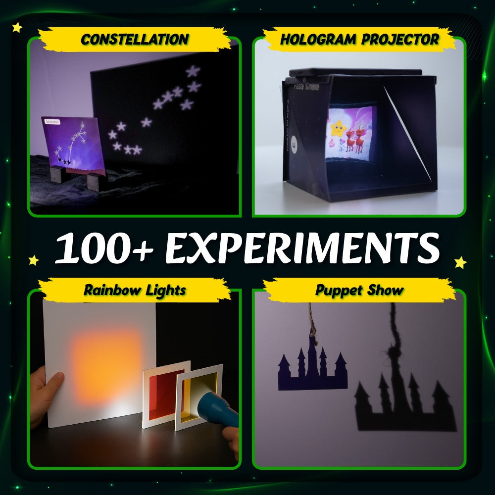 Curious Jr. Light, Shadow & Optical Instruments Project Kit for Kids Ages 8, 9, 10, 11, 12, 13, 14 Years | STEM Learning & Educational Toy, Kit| Kaleidoscope | Periscope | Pinhole camera
