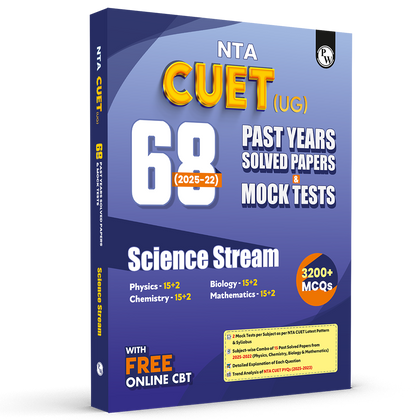NTA CUET (UG) Science Stream 68 Past Years Solved Papers (2025-2022) & Mock Tests For Exam 2026 | 3200+ MCQs with Free Online CBT