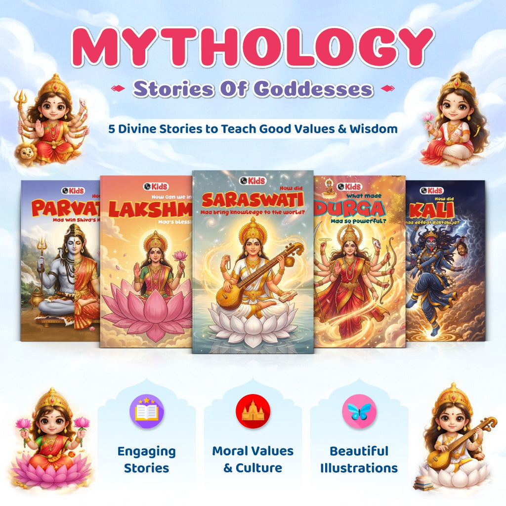 Mythology Story of Goddesses For Kids (Set of 5 Books) | Durga, Saraswati, Lakshmi, Kali, & Shiv Parvati | Colourfully Illustrated Easy Spiritual Tales with Moral Values