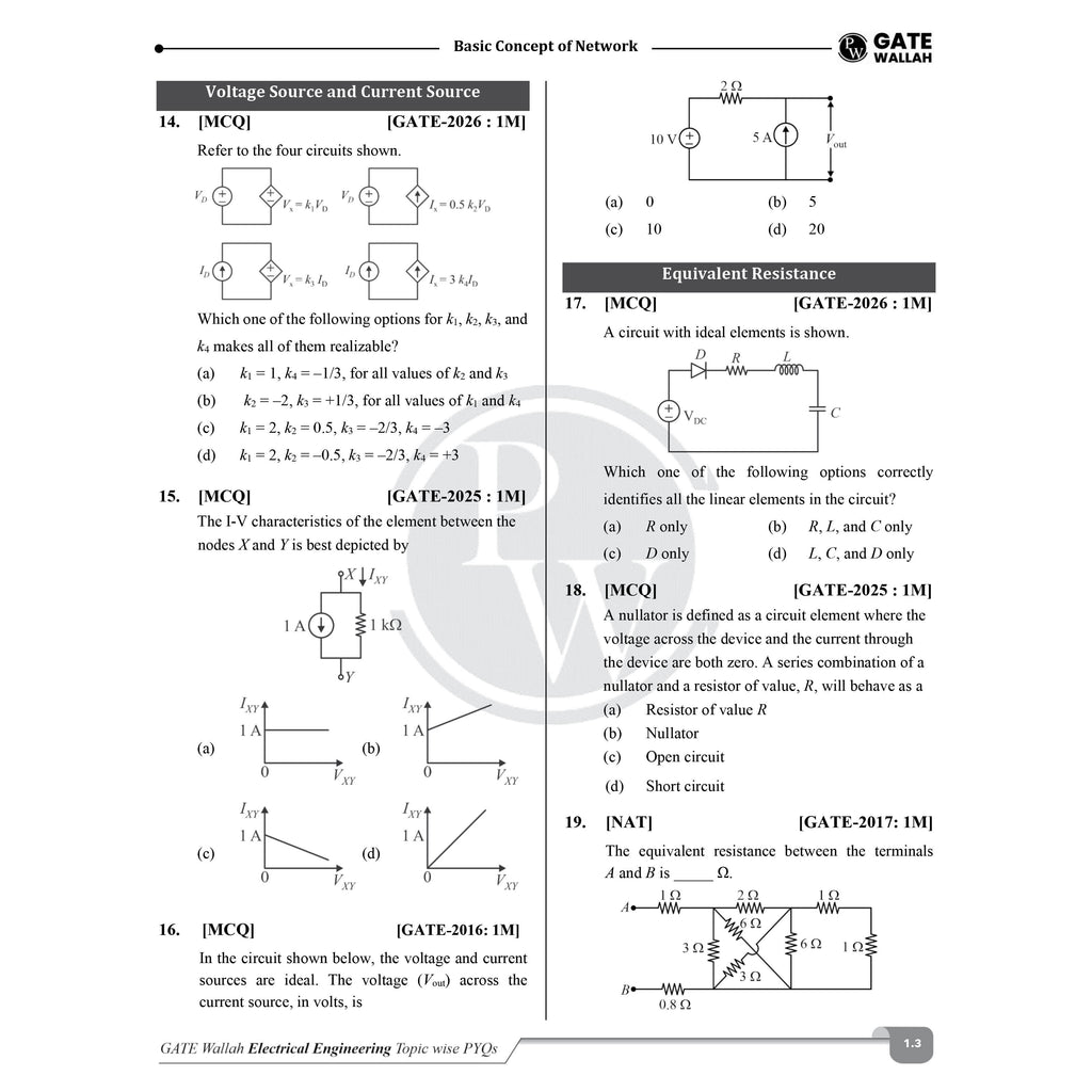 GATEWALLAH Electrical Engineering Topicwise Previous Year Solved Papers (2025 - 2008) with Video Solutions For 2026 Exams | Detailed Text Solutions