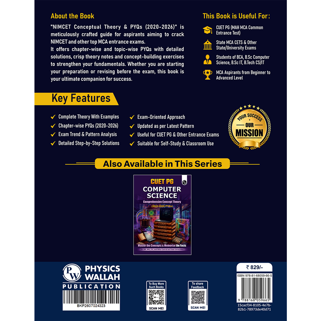 NIMCET Concept Theory & PYQs Book For 2027 Exam | All in One Guide with 2020-2026 Solved Previous year Papers | Useful For CUET PG, JMI, BHU & Other Central Universities MCA Exams