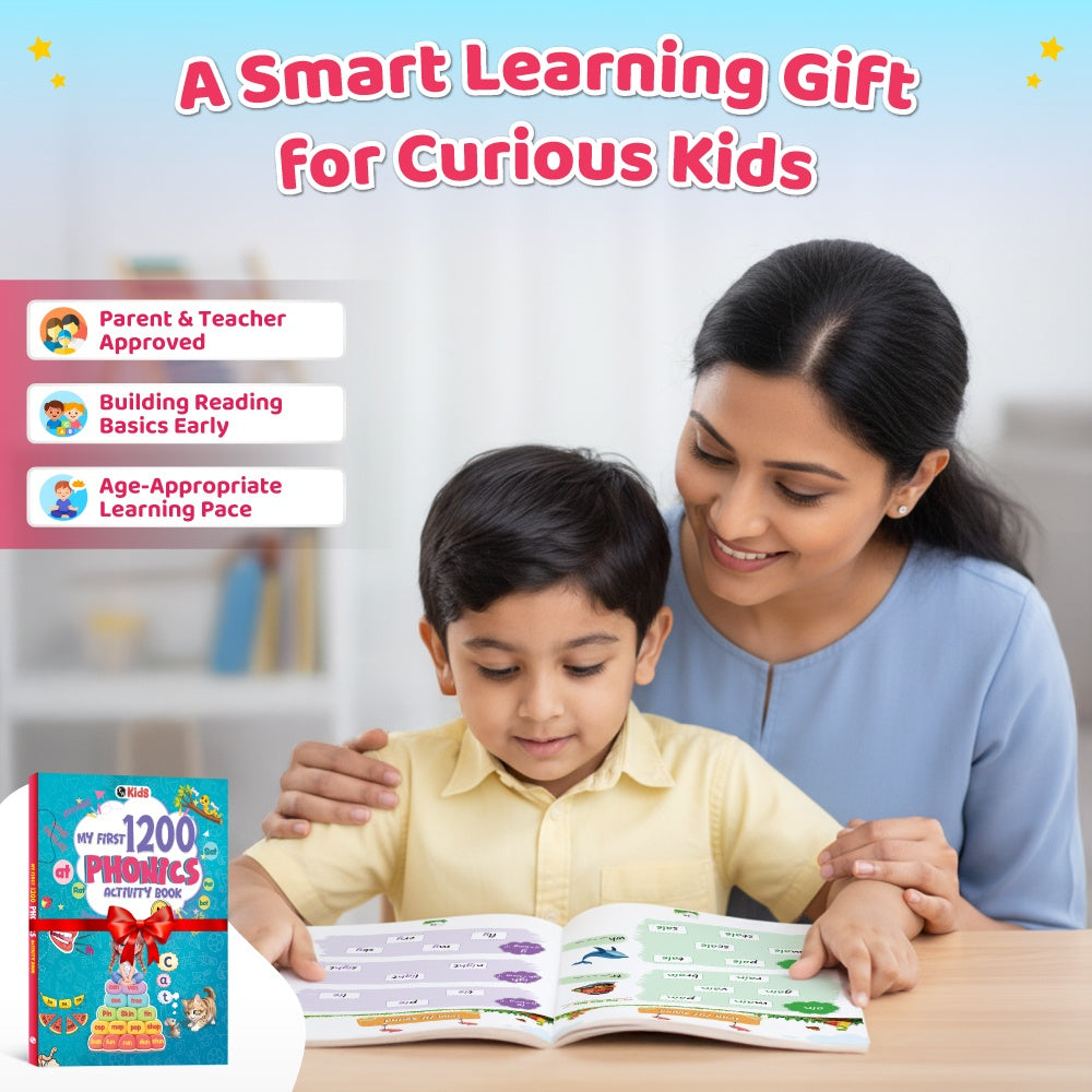 My First 1200 Phonics Activity Book For Kids | Learn Word Families, Short & Long Vowels, Alphabet & Special Sounds, Blending, Word Formatting & Sight Words | Montessori Activity Book For Kids