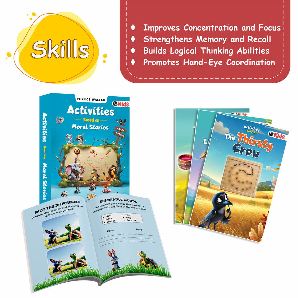 Activity Book Set on Moral Stories (Set of 10 Books) | Fun Moral Stories & Early Learning Activities For 3+ Years Old | Educational Activity Books For Kids