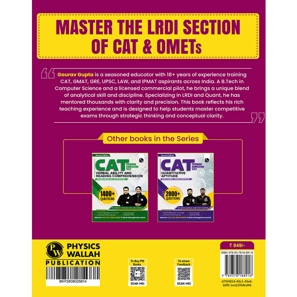 MBA Wallah Logical Reasoning & Data Interpretation CAT Books for 2027 Exam | 1200+ Questions By Gourav Gupta| Detailed Concept with Solved PYQs | For XAT, SNAP, NMAT & Other Management Exams