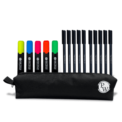 Study Tools Kit – Pens, Highlighter & Stationery Pouch...