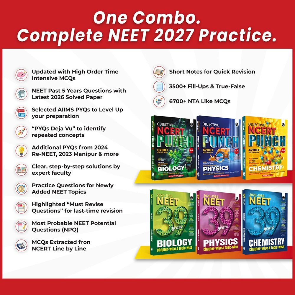 NEET Objective NCERT Punch 5.0 & 39 NEET PYQs (2026-1988) Combo Set of 6 Books For NEET 2027 Exam | l Updated with Most Probable NEET Potential Questions (NPQ) For End Time Preparation