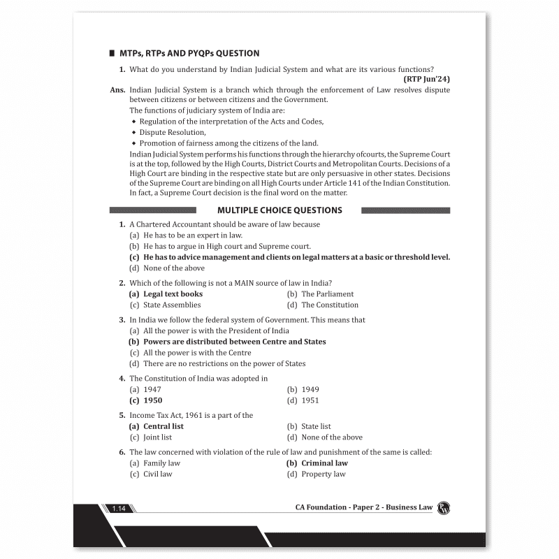 CA Foundation Paper 2 - Business Laws by Chaitanya Jain 3rd Edition | Including PYQs, MTP, RTP and All Important Questions | Latest Syllabus For 2024 Exams