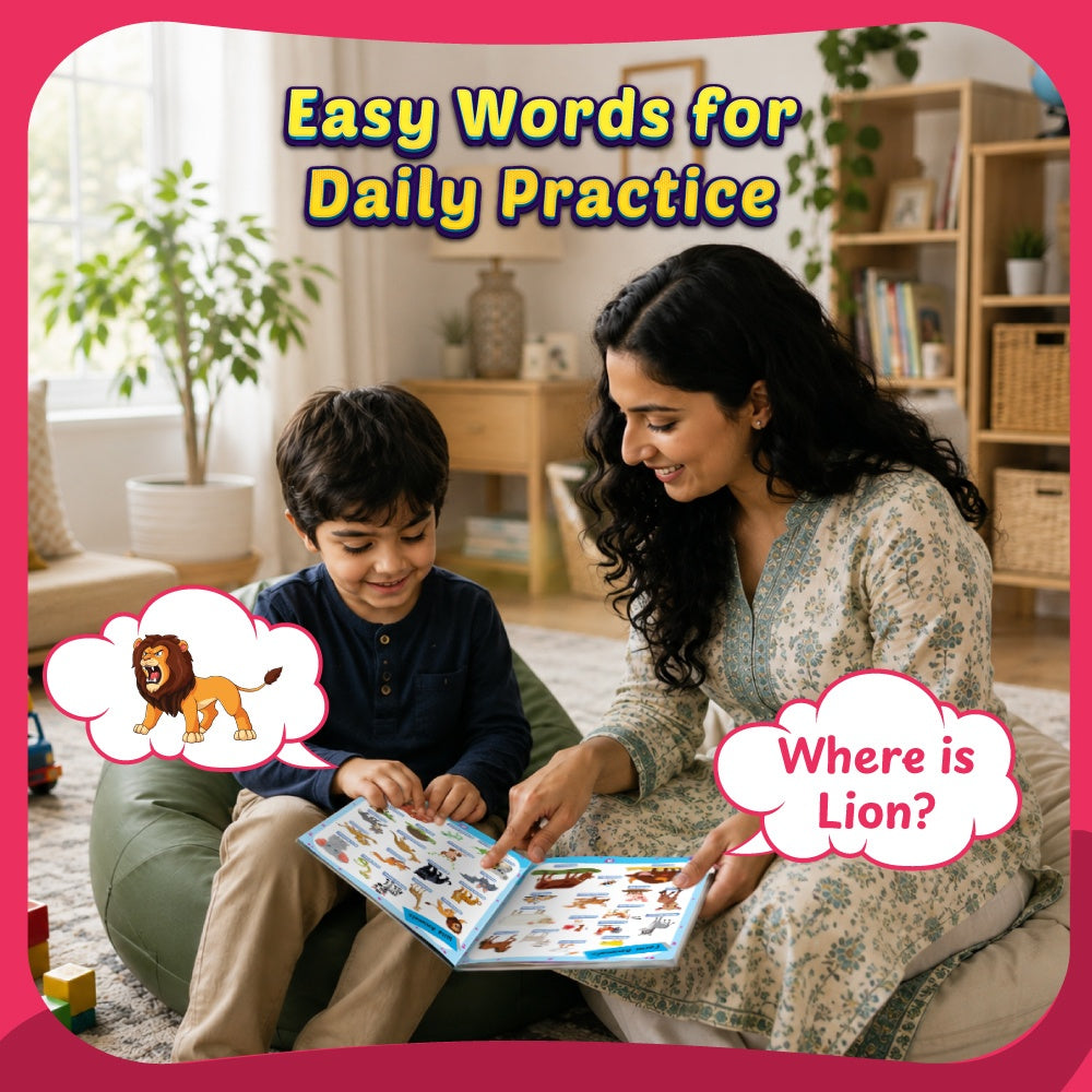 1200 Two Words Vocabulary Book For Kids | Picture Book with Activities | Free 500+ Printable Worksheets with Parenting Tips | Preschool Reading Book for 5+ Years | PW Kids