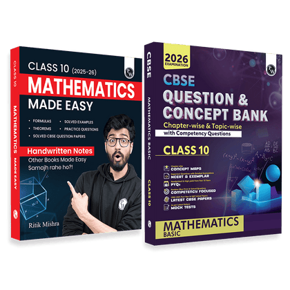 CBSE Class 10 Mathematics Made Easy Handwritten Notes with Question & Concept Bank (QCB) Maths (Basic) By Ritik Mishra Combo Set of 2 Books For 2025-2026 Board Exams