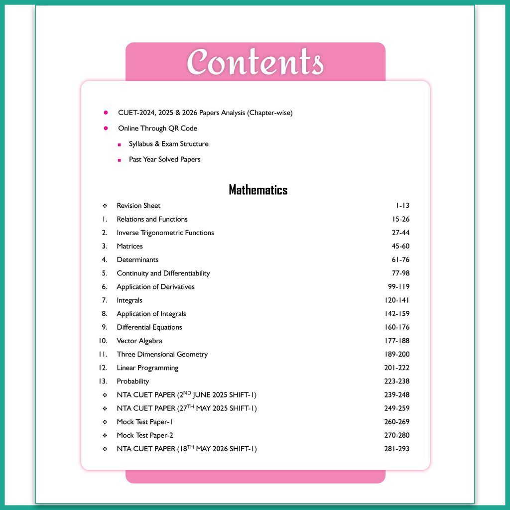 PW CUET UG Mathematics Book 2027 Chapterwise & Topicwise Question Bank | Chapterwise Theory & Mind Maps | Previous Year Solved Papers & Sample Papers