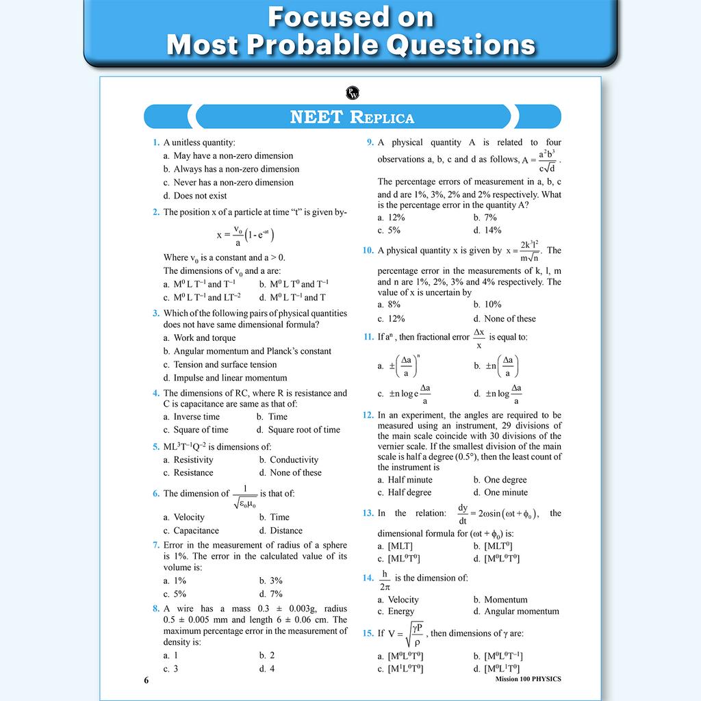 Mission 100 Physics, Chemistry and Biology Combo Set of 3 Books For NEET UG 2026 Exams | Chapterwise Revision & Practice with Sample Papers and Handpicked Past Year Questions (PYQ)