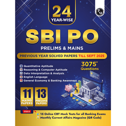 PW 24 SBI PO Prelims & Mains Previous Year Solved Papers (Till Sept 2025) with 15 Online CBT Tests For 2026 Exam | 3075+ PYQ Questions | Fully Solved