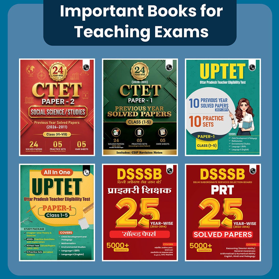 PW CTET Paper 2 Maths and Science PYQ Book | 24 Yearwise Previous Year Solved Papers PYQ (2026-2011) Class 6 - 8 For 2026 Exams | 5 Practice Sets and OMR Sheets | English Edition