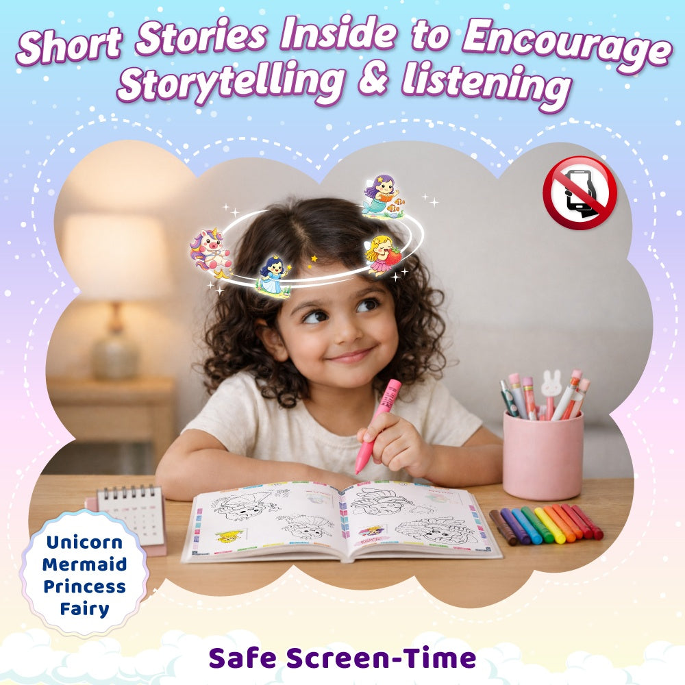 100+ Unicorn, Mermaid and Fairy Activities for kids with Stickers, Coloring & Video narrations