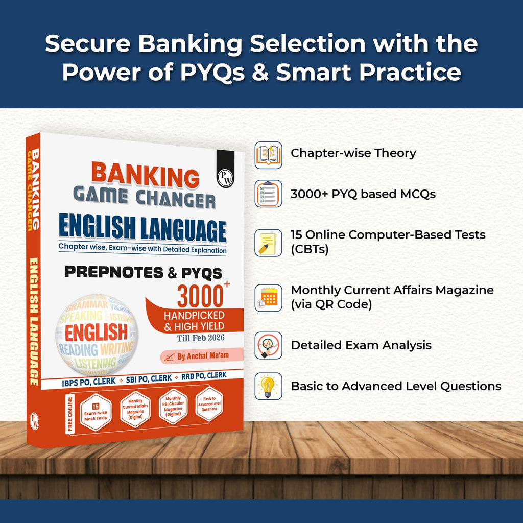 Banking Game Changer English Language Prepnotes & 3000+ PYQs By Anchal Ma'am For 2026-27 Exams | Chapterwise Theory with 15 Online CBT Tests | IBPS PO & Clerk, SBI PO & Clerk, RRB PO & Clerk Exams