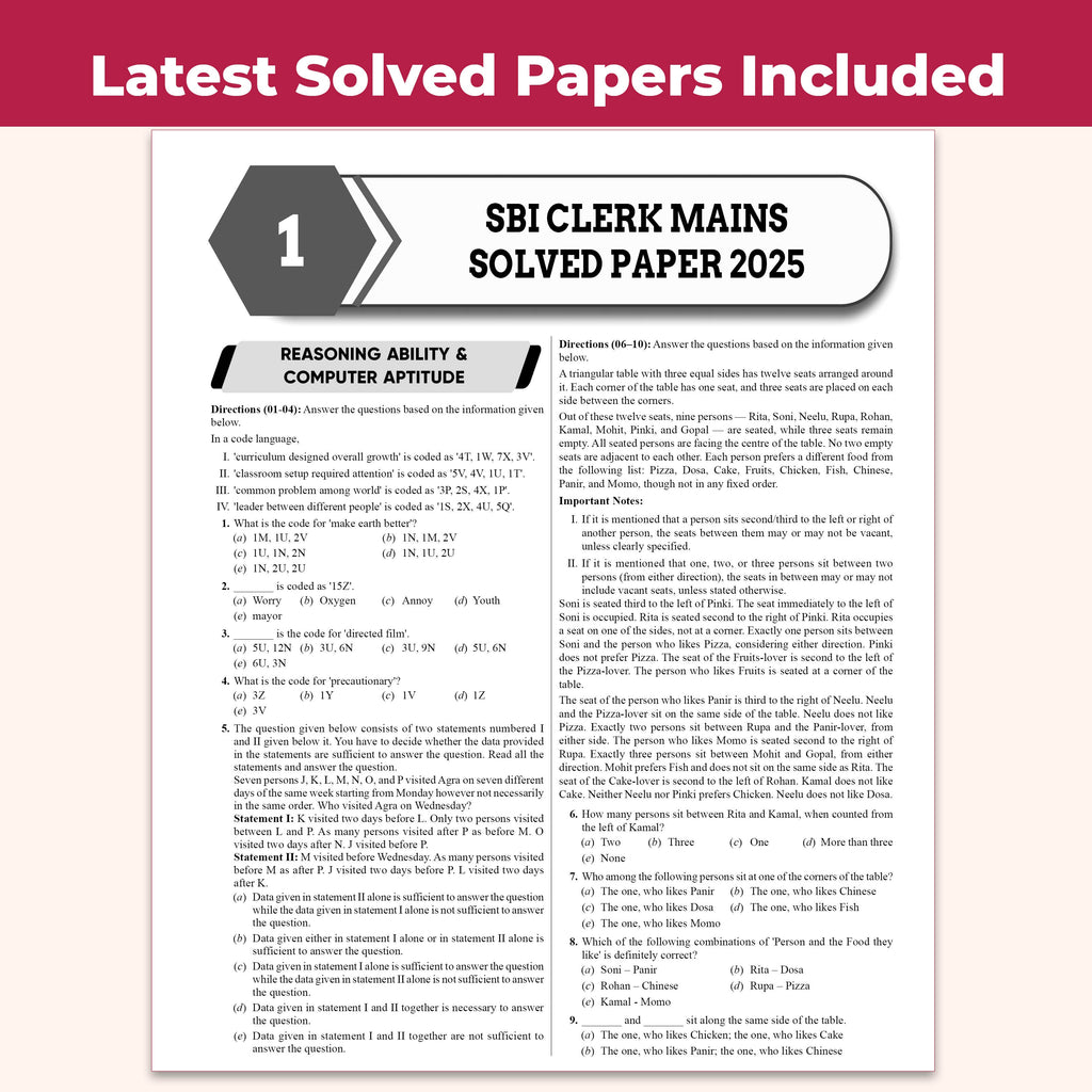 All in One SBI Clerk Book 2026 Prelims and Mains Exams | Chapterwise Theory and Exercises | 10 Previous Year Questions Papers PYQs and 15 Online CBT Tests English Edition