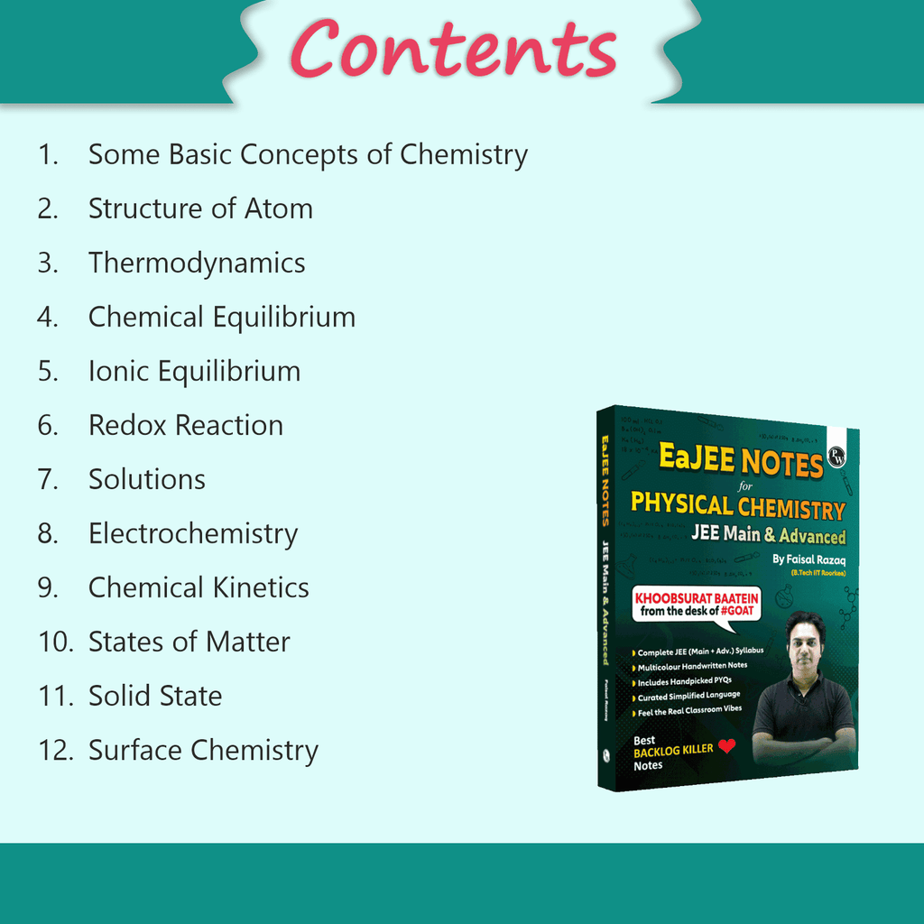EaJEE Handwritten Notes For Physical Chemistry By Faisal Razaq | Chapterwise and Topicwise 1200+ Questions | Complete JEE Main & Advanced Syllabus | Handpicked PYQs + 300 page Ruled practice notebook
