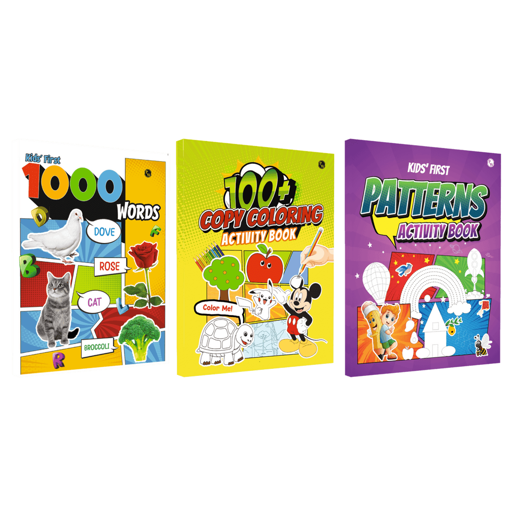 My First 1000 Words Book, 100+ Copy Coloring Activity Book & Kids' First Patterns Activity Book Combo Set of 3 Books l Practice Patterns with Fun Activities for Kids