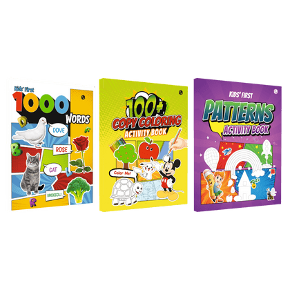 My First 1000 Words Book, 100+ Copy Coloring Activity Book & Kids' First Patterns Activity Book Combo Set of 3 Books l Practice Patterns with Fun Activities for Kids