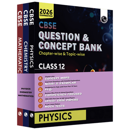 CBSE Question & Concept Bank (QCB) Class 12 Physics, Chemistry, Mathematics Combo Set of 3 Books Chapter-wise and Topic-wise Solved Questions For 2026 Exams