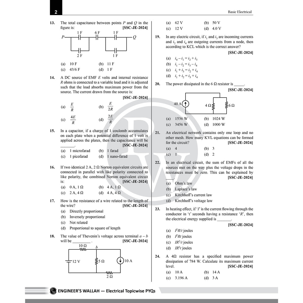 PW SSC JE Electrical Engineering Previous Year Solved Questions For 2026 Exams | 4000+ Objective Questions with CBT 1 & 2 PYQs | For RRB JE, PSUs & Other State Level AE/JE Exams