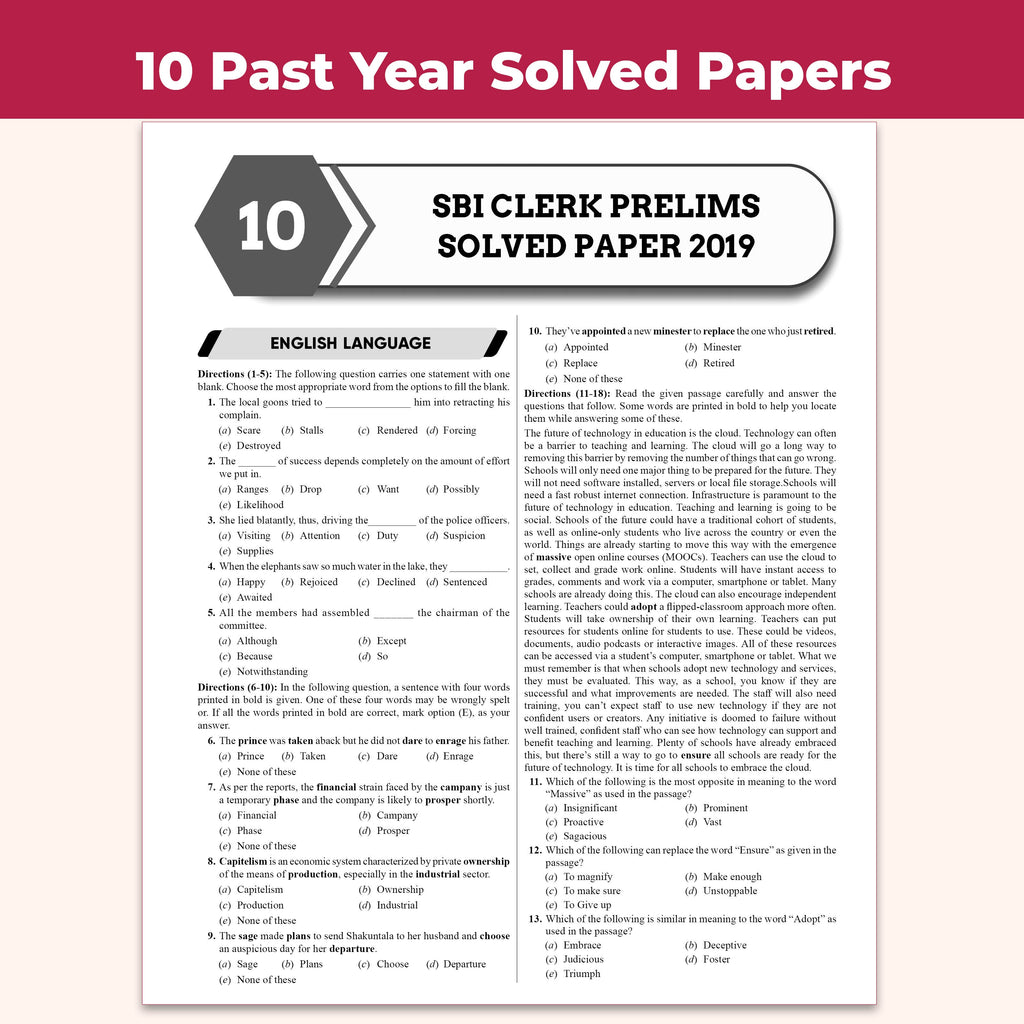 All in One SBI Clerk Book 2026 Prelims and Mains Exams | Chapterwise Theory and Exercises | 10 Previous Year Questions Papers PYQs and 15 Online CBT Tests English Edition