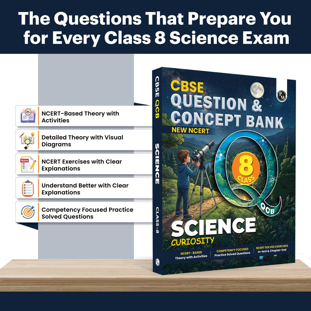 PW Concept & Question Bank Class 8 New NCERT Science (Curiosity) Book for 2026 Exams| NCERT Based Theory, Diagrams & Activities| NCERT Question Bank with Competency Based Practice Questions