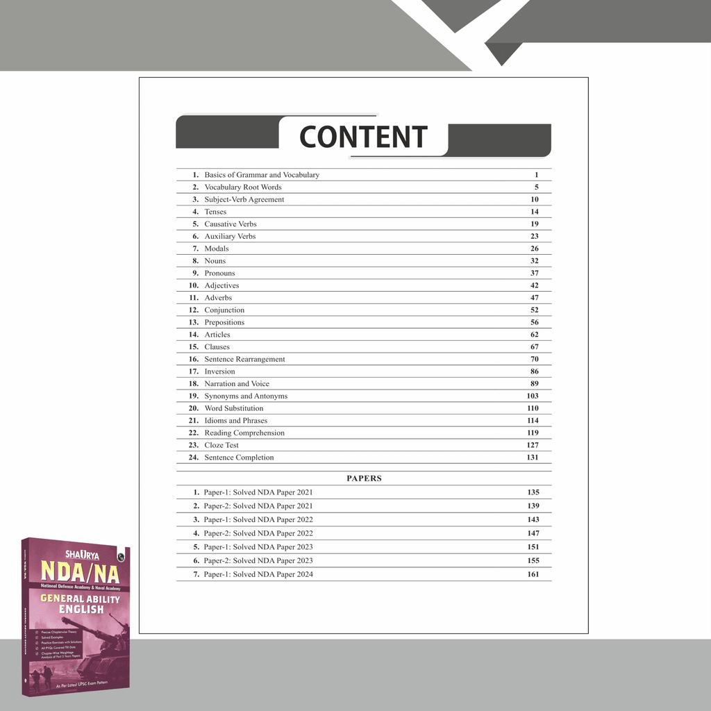 Shaurya NDA/NA General Ability English Book with Latest 2024 Solved Paper | National Defence Academy & Naval Academy Entrance Examination For 2024-25