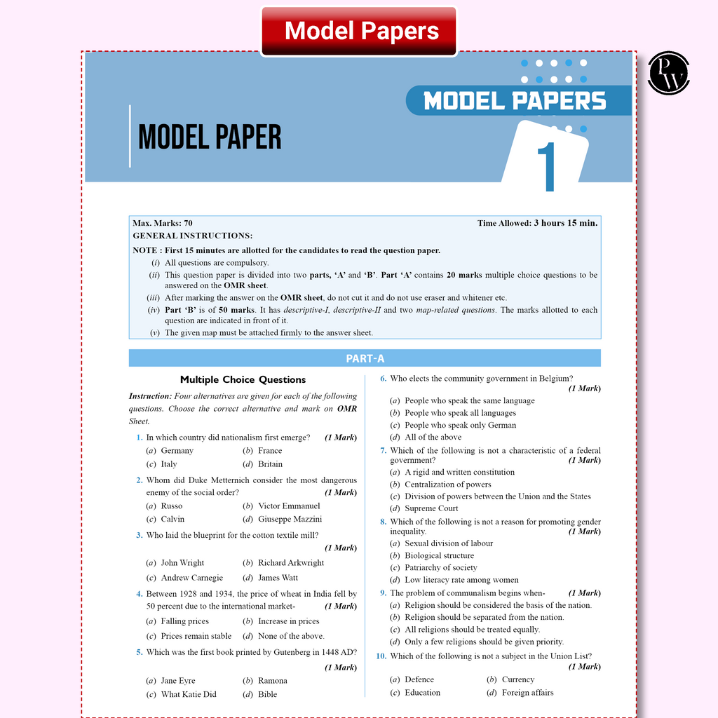 UP Board Phod Class 10 Social Science Question Bank Chapterwise with 14 Mind Maps and PYQs For 2026 Board Exam | 100 Most Probable Questions and Model Papers with OMR Sheet