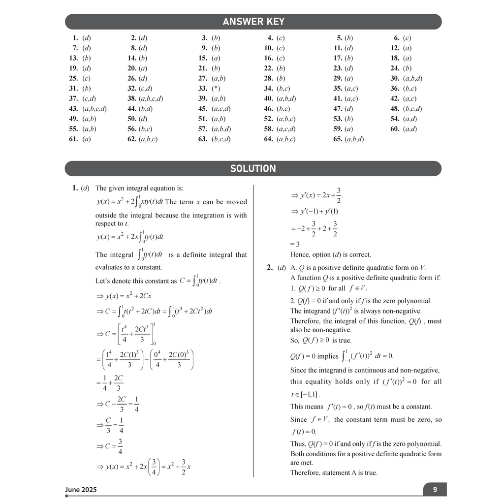 CSIR - NET Recap Mathematical Sciences Chapterwise & Yearwise Previous Years Solved Papers (2025-2015) PYQ Latest June 2025 Exam Questions Covered l GATE, TIFR, BARC, and IIT JAM Exams
