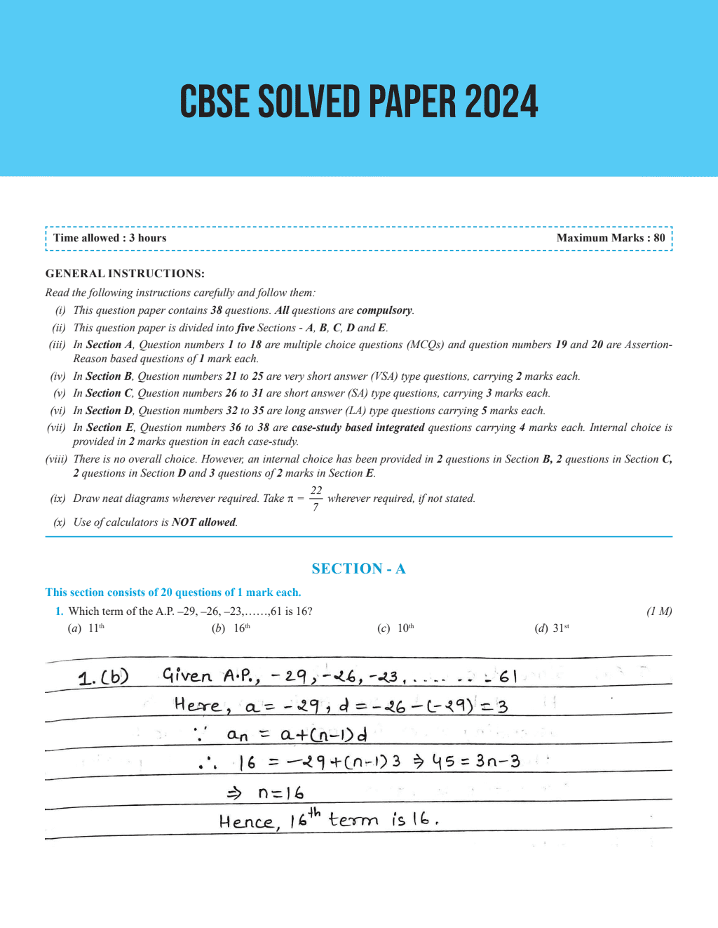 CBSE Question & Concept Bank Class 10 Mathematics Chapter-wise and Topic-wise with Competency Based and Past Year Solved Questions For 2025 Board Exams