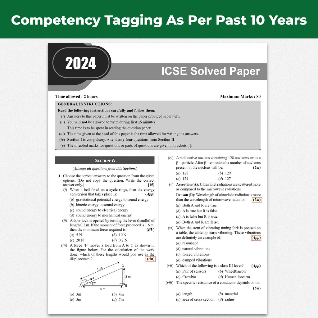 ICSE Class 10 PYQs - Past 10 Years Solved Papers (2026-2016) For 2027 Exams | Physics, Chemistry, Maths, Biology, Economics, History & Civics, Geography, CA, English Paper 1 & 2