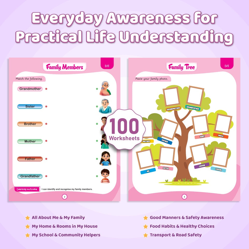 365 Nursery Worksheets for Kids (Set of 4 Books) | Science, Maths, English, EVS | Early Learning Montessori Activity Skill Worksheets, Tracing Practice, Capital & Small A-Z, Numbers, Plants, Animals