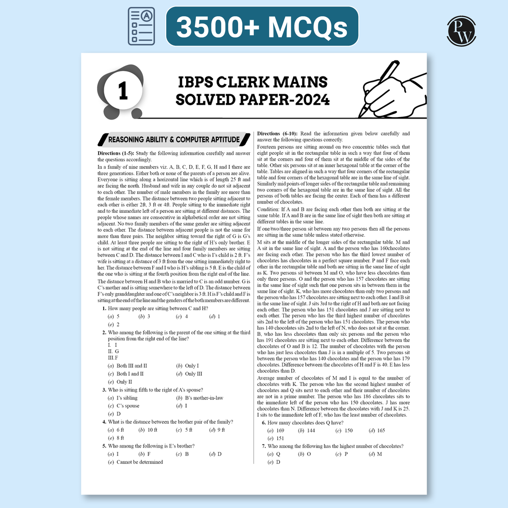 IBPS Clerk 25 Year-wise Prelims & Mains Previous Year Solved Papers Till Oct 2024 with 5 Online CBT Tests for Exam 2025-26 (PYQs) English Edition