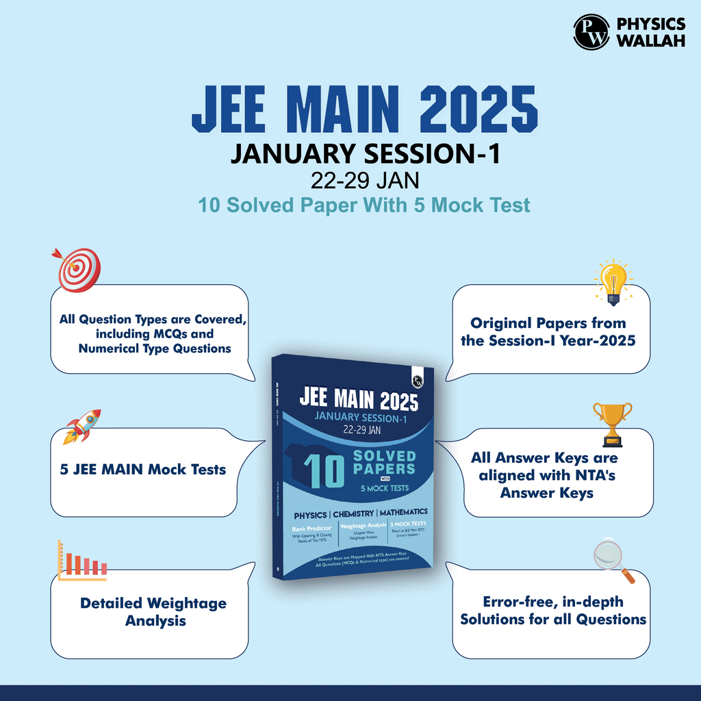JEE MAIN 2025 January Session 1 (22 -29 Jan) 10 Solved Paper with 5 Mock Test As Per Session 1 Paper l With Rank Predictor and Weightage Analysis