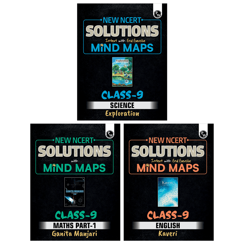 PW New NCERT Class 9 Maths Ganita Manjari Part 1, English Kaveri and Science Exploration Combo Set of 3 Books | Textbook Solutions with Mind Maps 2026-27 | Revision Book
