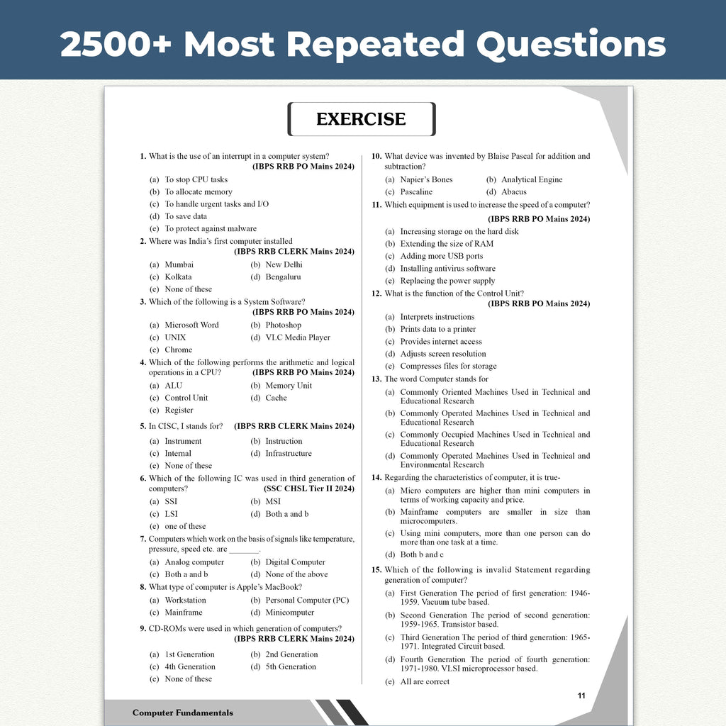 Computer Awareness Book 2026 | Chapterwise Theory and 2500+ Most Repeated Questions & PYQs By Bhagyshree Mam For Banking, Railway, RBI Clerk & Assistant, SSC, Delhi Police and Others Exams