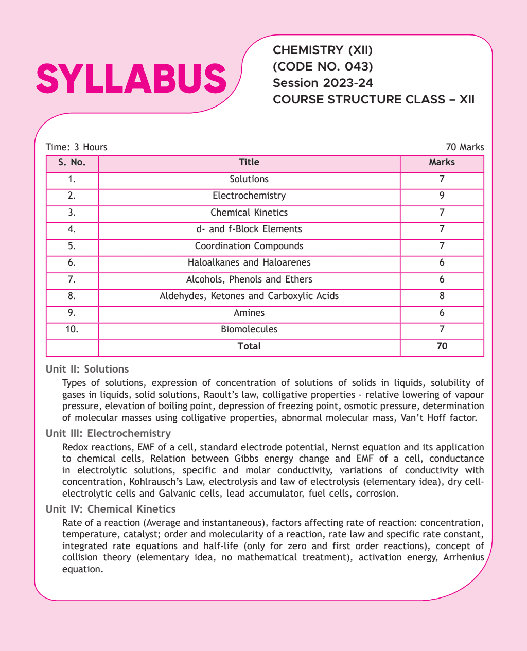 CBSE 15 Sample Question Papers Class 12 Chemistry for 2024 Exam (Mock Test Paper) Adhering to Competency - Based Learning | Embedded Videos and Cheat Sheet for Revision | PYQ 2023 Solved Paper